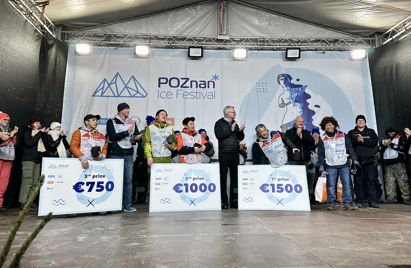 POZnan_Ice_Festival_2024_zwycięzcy IceFestival. Uczestniczy POZnań Ice Festival podczas wręczenia nagród.